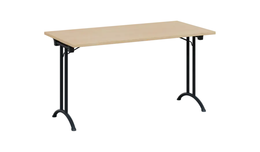 SLA 140 lak skládací jednací stůl 1394x700, deska 25 mm, podnož černý lak, deska bříza světlá